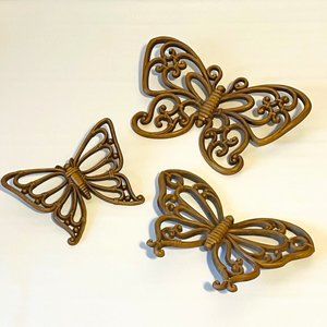 Vtg Syroco Homco Butterfly Plastic Wall Hanging Decor Set of 3